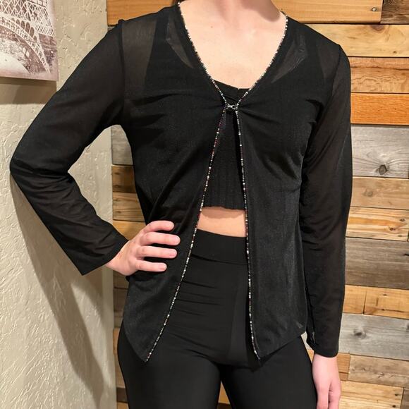 Vintage Y2K Whimsigoth Fairy Grunge Sheer Beaded Clasp-Close Overlay by Malibu - Picture 3 of 14